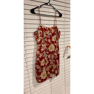 Cotton Candy LA orange silk slip dress with slit